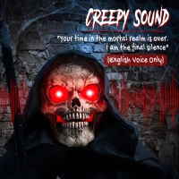 HOMCOM 170cm Life Size Animated Grim Reaper Halloween Decoration, Scary Halloween Animatronics Decor with Sound Touch Activated(m-7)