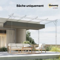Outsunny Toile de toit pour pergola tonnelle rétractable de 4 x 3 m - toile uniquement 350 x 260 cm gris clair(m-9)