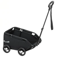 PawHut Poussette pour chien poussette petit chien pliable à 4 roues avec tige de poussée réglable 53 x 45 x 28 cm noir(m-1)