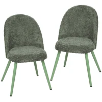HOMCOM Juego de 2 Sillas de Comedor de Terciopelo con Asiento Acolchado Verde Oscuro(m-1)