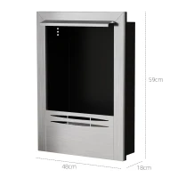 HOMCOM Camino a Bioetanolo da Incasso in Acciaio, Capacità 0.9L e Durata 3.3 Ore, 48x18x59 cm, Argento(m-3)