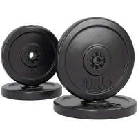 HOMCOM Set de Discuri de Greutăți pentru Antrenament, 5 kg și 10 kg, Negru(m-1)
