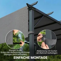 Outsunny Ersatzdach für Pergola mit UV-Schutz, Sonnensegel für Terrassenüberdachung für 3 x 3 m Pavillon, Dunkelgrau(m-6)