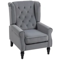 HOMCOM Wingback Accent Chair, Retro Upholstered Button Tufted Occasional Chair for Living Room and Bedroom, Light Grey(m-11)