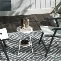 Outsunny Mesa de Jardín Redonda de 2 Niveles con Bordes Elevados Bandeja Inferior para Exterior e Interior Ø32x51 cm Blanco(m-10)