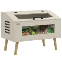 PawHut Terrarium pour reptiles, vivarium pour serpents 111L avec fenêtres en verre trempé, couvercle, 80 x 50 x 60 cm(m-11)