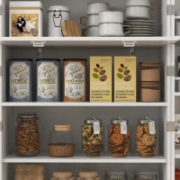HOMCOM Armoire de cuisine buffet cuisine avec placards, étagère réglable et porte-épices, 60 x 35 x 166 cm, blanc(m-9)