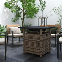 Outsunny 72.5 x 72.5cm 50,000 BTU Fire Pit Table, with Cover - Brown(m-10)