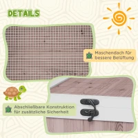 PawHut Schildkrötenhaus aus Holz Schildkrötengehege mit Haupthäusern aufklappbarem Oberseite 91x60,5x32 cm, Braun(m-6)