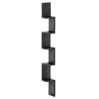 HOMCOM Estante de Canto de Parede 5 Níveis Altura 120 cm Formato Zigzag em Madeira Preta(m-1)