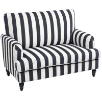HOMCOM Modern Cuddle Chair, Velvet Single Sofa Armchair with Stripe, Turned Legs and Wide Seat, Upholstered Snuggle Chair for Living Room, Bedroom, Black and White(m-1)