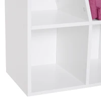 HOMCOM Librería con Asiento Estantería de Libros con 6 Cubos Cojín para Sala de Estar Dormitorio 102x30x61cm Blanco y Rosa(m-8)