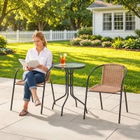 Outsunny 3 Pieces Rattan Bistro Set - Brown(m-9)