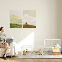 PawHut Recinto per Animali Domestici Piccoli con 36 Pannelli di Metallo Modulabili con Porta, Bianco(m-7)