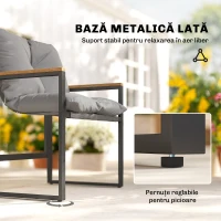 Outsunny Set Bistro pentru 2 Persoane, Set din 3 Piese pentru Grădină cu Cadrul din Metal și Perne Groase(m-6)
