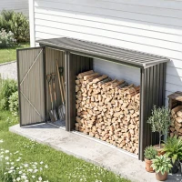 Outsunny Portalegna da Esterno 2 in 1 con Armadietto Porta Attrezzi, 1.26 m², 235x67x149 cm, Grigio Scuro(m-8)