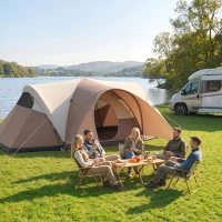 Outsunny Tente de camping familiale 7 personnes étanche ventilée avec sac de transport, dim. 550L x 300l x 198H cm(m-9)