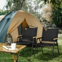 Set Outsunny de 2 scaune exterioare pliabile cu brațe din material Oxford și oțel, Negru(m-10)