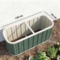 Outsunny Hochbeet Metall 136 x 53 x 61 cm Tief Gartenbeet mit Schutzkanten Pflanzenetiketten Handschuhe Offenem Boden(m-3)