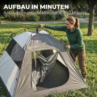 Outsunny Campingzelt 2 Personen 3000mm Wasserdicht & Winddicht Kuppelzelt mit 2 Türen 2 Netzfenstern 2 Seitenfenster Tragetasche(m-9)