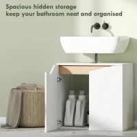 HOMCOM Under Sink Bathroom Cabinet, Bathroom Storage Cabinet with Soft-Close Doors, for Basin without Pedestal, White(m-5)