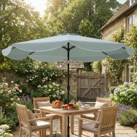 Outsunny Parasol de Jardin Extérieur Rond Inclinable à 3 Positions avec 8 Baleines et Volant, Φ265 x 235 cm, Bleu(m-8)