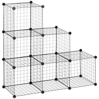 HOMCOM Metallwürfel-Regal, Anpassbarer Würfelschrank für Kleidung, Bücher, Spielzeug, flexibel, 109L x 37B x 109H cm, Schwarz(m-11)