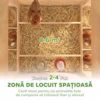 PawHut Coteț din Lemn pentru Găini, Acoperiș Impermeabil, 150x100x96.5 cm, Galben(m-4)