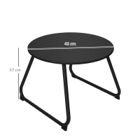 Outsunny Măsuță de exterior Ø48x37 cm din metal negru cu picioare reglabile(m-3)