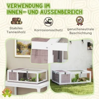 PawHut Schildkrötenhaus aus Holz Schildkrötengehege mit Haupthäusern aufklappbarem Oberseite 91x60,5x32 cm, Braun(m-4)