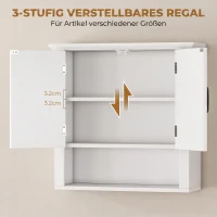 HOMCOM Badschrank Küchenschrank Hängeschrank Badezimmerschrank Badregal Wandschrank vestellbarer Einlegeboden Holz Weiß 60 x 19,8 x 58 cm(m-5)