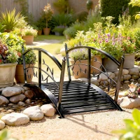 Outsunny Gartenbrücke aus Metall 120 cm Teichbrücke mit Sicherheitsgeländern Antik-Optik Rostbeständig einfache Montage(m-10)