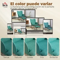 HOMCOM Silla Mecedora con Reposapiés Cojín Acolchado y Reposabrazos Carga 130 kg Verde Azulado(m-7)