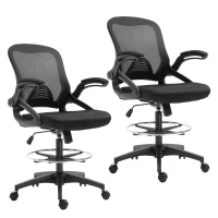 Vinsetto Lot de 2 fauteuils de bureau chaise de bureau assise haute réglable dim. 64L x 60l x 106-126H cm maille respirante noir(m-12)