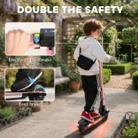 SPORTNOW Folding Electric Scooter for Kids, with Dual Brakes, Front Suspension, LED Colourful Lights, Pink(m-9)