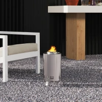 Outsunny Smokeless Fire Pit, 16 x 16 cm Stainless Steel Portable Wood Burning Firepit with Poker, Wood or Pellet Fuelled Tabletop Fire Pit for Garden Camping Bonfire Party, Silver Tone(m-9)