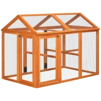 PawHut Large Chicken Run, Wooden Chicken coop, with Combinable Design - Wood Effect(m-1)