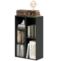 HOMCOM Estante de arrumação com 5 compartimentos, para sala quarto escritório, 50x24x80cm, preto(m-7)