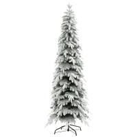 HOMCOM Weihnachtsbaum künstlich 210 cm Christbaum wie echt mit 800 dichten Zweigen, Kunstschnee, Auto-Öffnung(m-12)