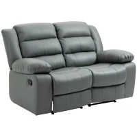 HOMCOM Relax-Sofa für 2 Personen, verstellbare Fußstützen und 135° Neigungswinkel, 168 cm x 98 cm x 102 cm, Grau(m-11)