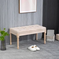 HOMCOM Banco Vintage Design Capitonê com Botões Pernas Torneadas Gasto Chique Creme(m-6)