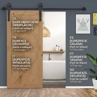 HOMCOM Kit pentru ușă culisantă în stil rustic cu șină de 200cm și role, negru(m-6)