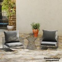 Outsunny Ensemble de 4 coussins pour salon de jardin 2 pour assise 56x52x7cm 2 pour dossier 56x45x17cm gris foncé(m-2)