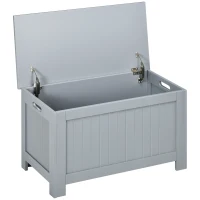 HOMCOM Baúl de Almacenaje con Tapa Baúl de Almacenaje Versátil con Bisagra de Seguridad para Pasillo Salón 81x40x46 cm Gris(m-1)