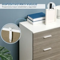 HOMCOM Cómoda con 4 Cajones Moderna Cajonera para Salón para Dormitorio Pasillo 76x35x72 cm Gris y Blanco(m-5)
