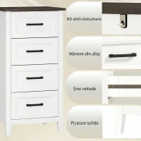 HOMCOM Comodă îngustă compactă economisire spațiu, MDF, 45 x 35 x 87 cm, Alb și Maro(m-6)