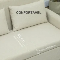 HOMCOM Sofá de 2 Lugares Estofado em Linho Sintético com Espaço de Armazenamento 2 Almofadas e Pés de Madeira 135x71x84 cm Bege(m-6)