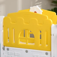 AIYAPLAY Escorrega infantil, estrutura de jogo 7-in-1, com basquete & volante, para 1-3 anos, 178x177x99cm, Amarelo/Branco/Verde(m-5)