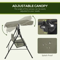 Outsunny Three-Seater Garden Swing Chair, with Adjustable Canopy - Green(m-4)