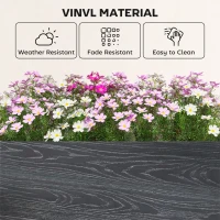 Outsunny Vinyl Raised Garden Bed Kit, 2 x 2 x 1ft Modular Elevated Garden Box with Slotting Legs and Open Bottom, Dark Grey(m-5)